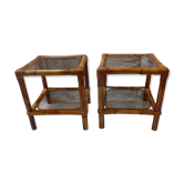 Pair of nightstands in rattan