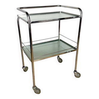 Desserte moderniste chrome et verre dépoli vintage