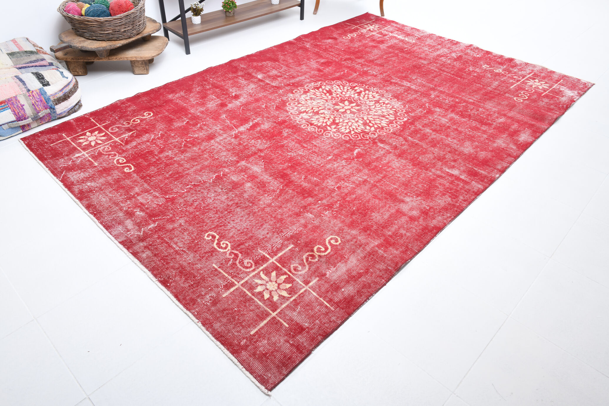 7x10 pale red large turkish rug, 203x310cm