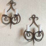 Ancienne paire d appliques en fer forgé