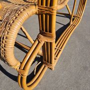 XXL Mid Century Modern pair of bamboo and rattan sun loungers