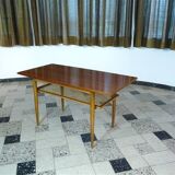 Wilhelm Knoll Side or Coffee Table with Lower Shelf in Woven Cane, Germany 1950s
