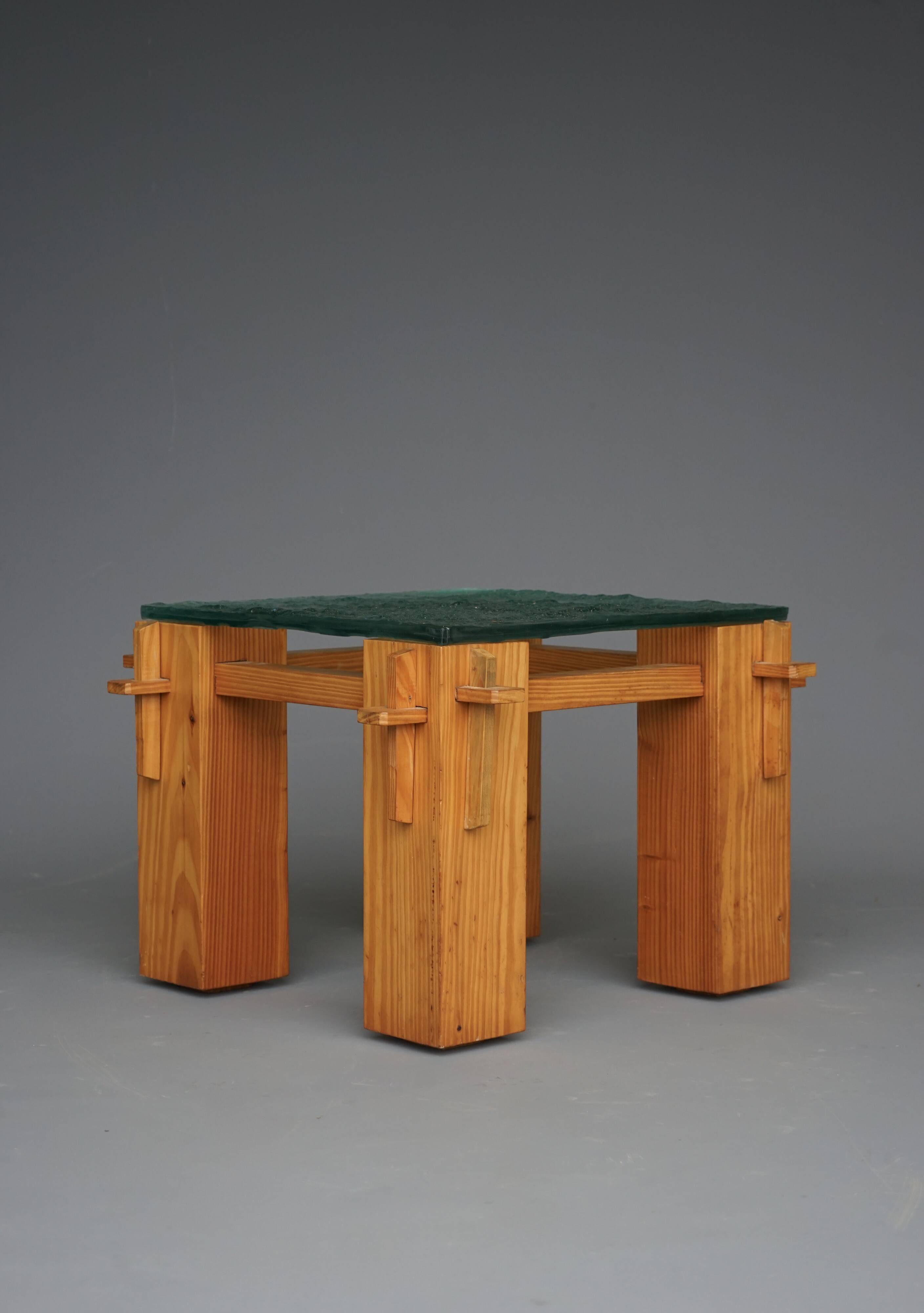 Vintage Pine Brutalist Coffee Table, 1970s