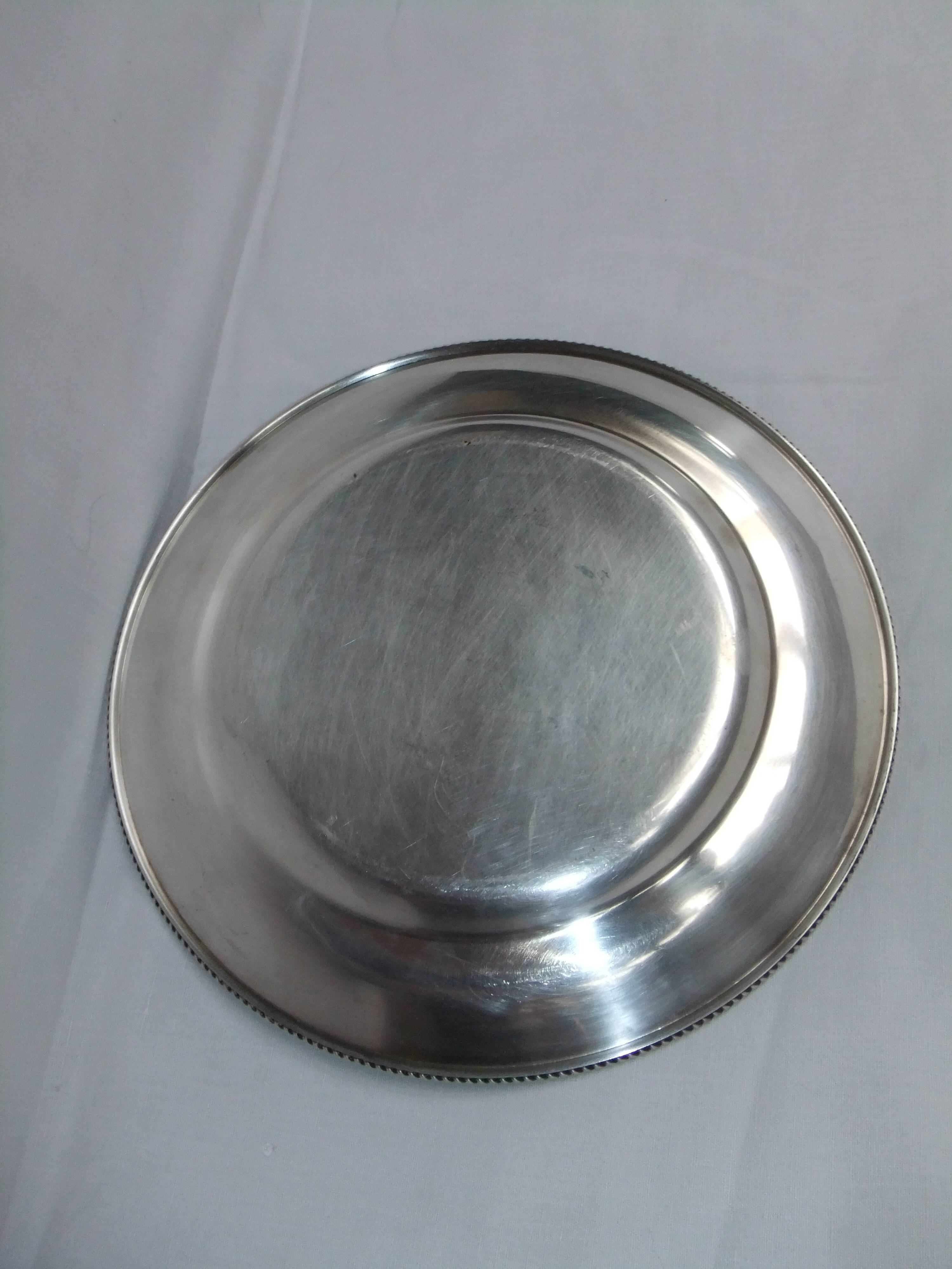 Round table service table tray Silver metal punch WMF