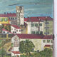 Huile sur bois « ville » Bernier