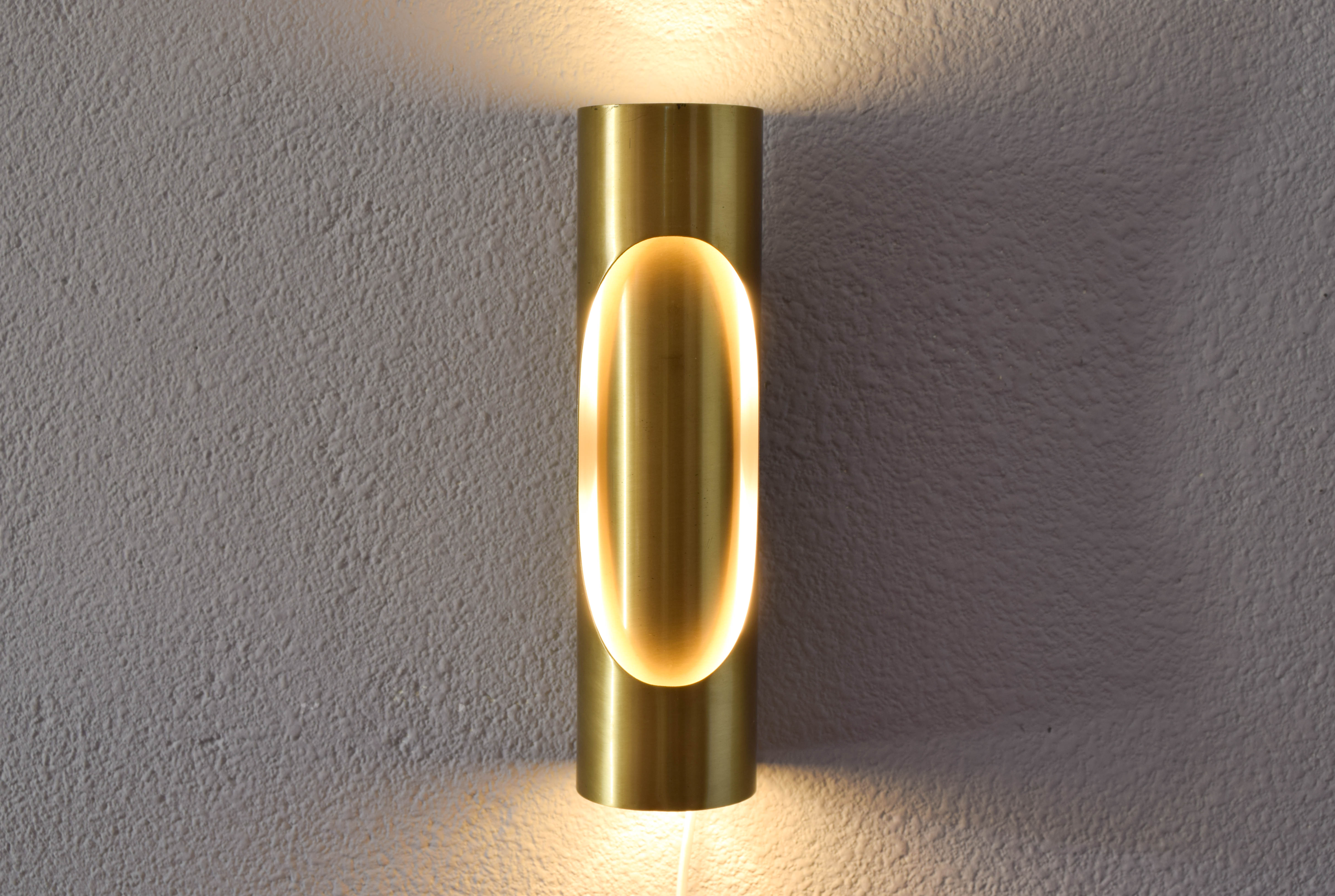 Mid Century Modern Space Age Brass Sconce by Marca SL Spain, 70s