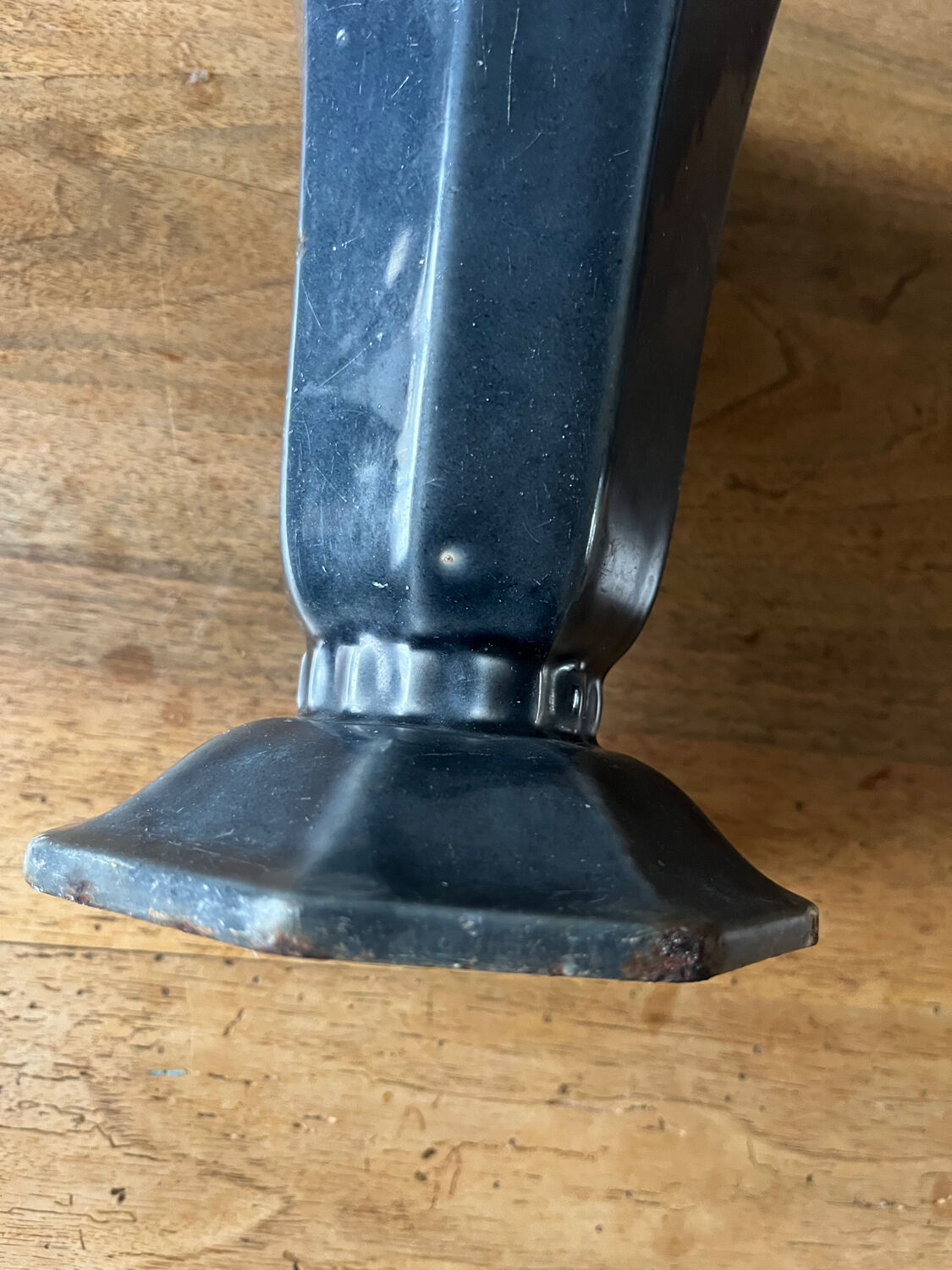 Antique enamelled cast iron vase