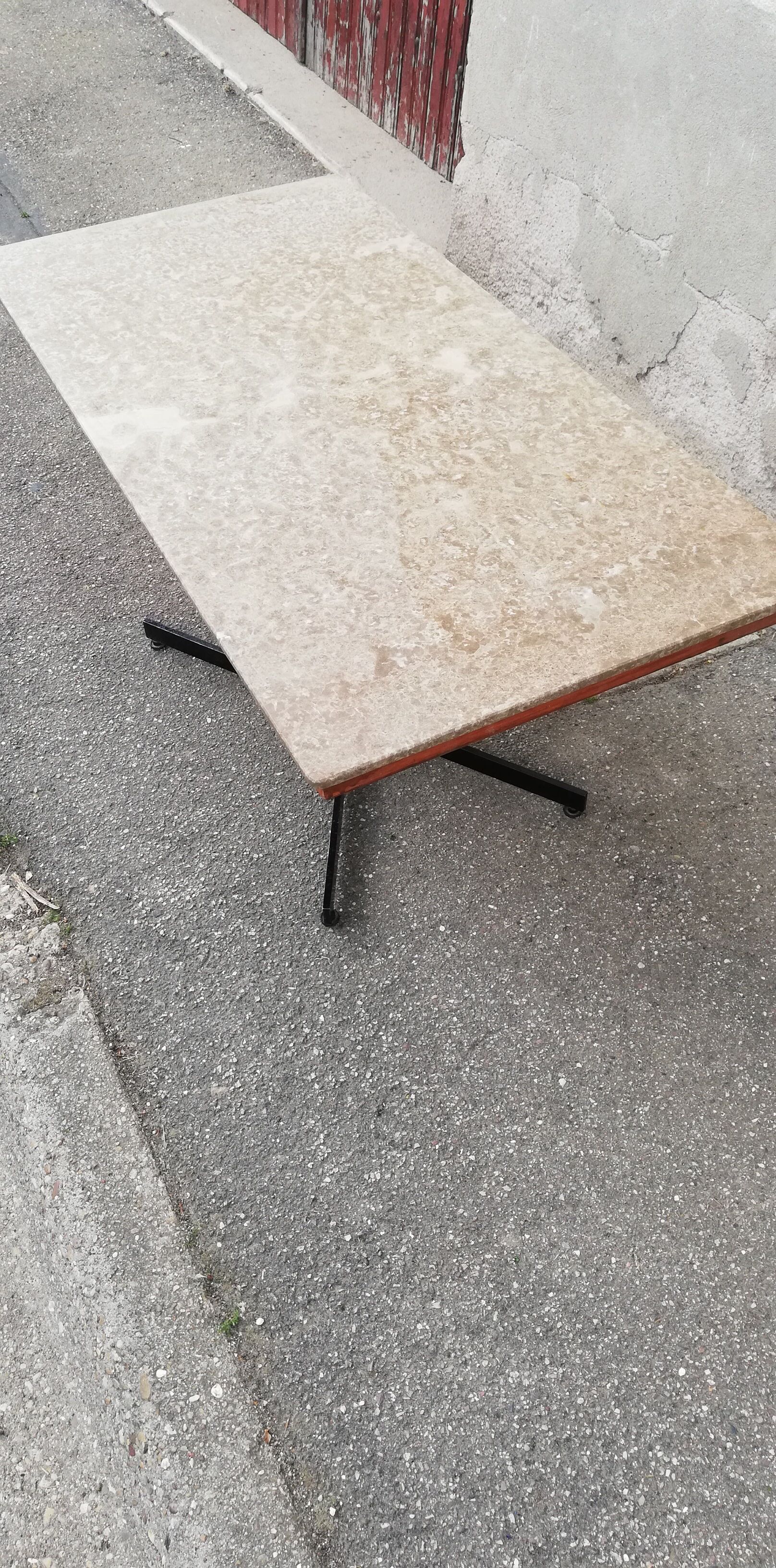 Vintage beige marble coffee table