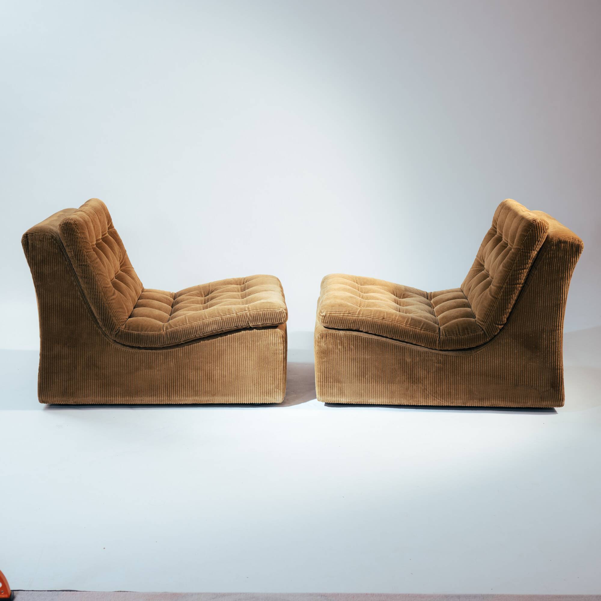 Pair of Modular Armchairs in Brown Corduroy by DUX, Sweden, 1970s