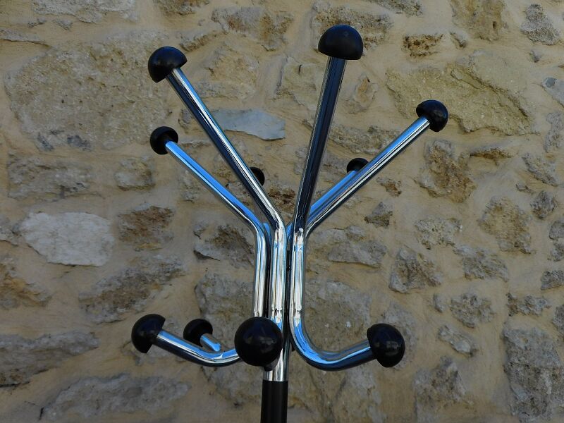 Standing coat rack in metal chrome 1950