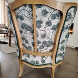 Louis XVI wing chair and its footrest
