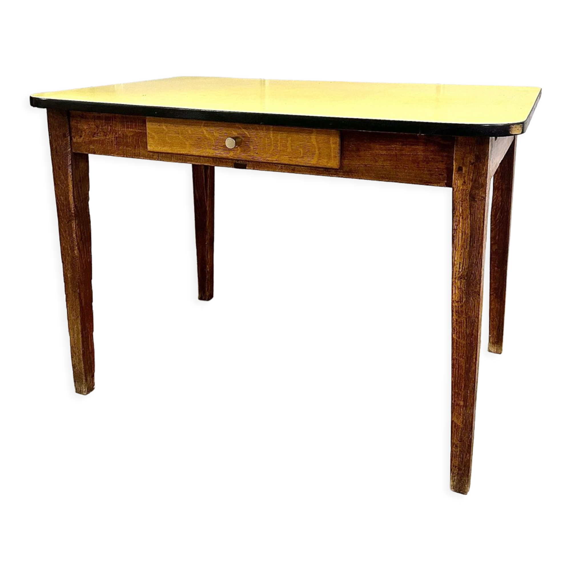 Yellow formica farmhouse table
