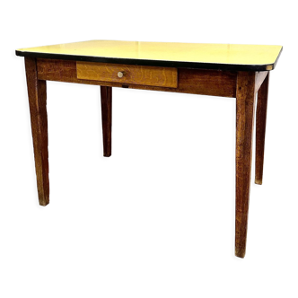 Yellow formica farmhouse table
