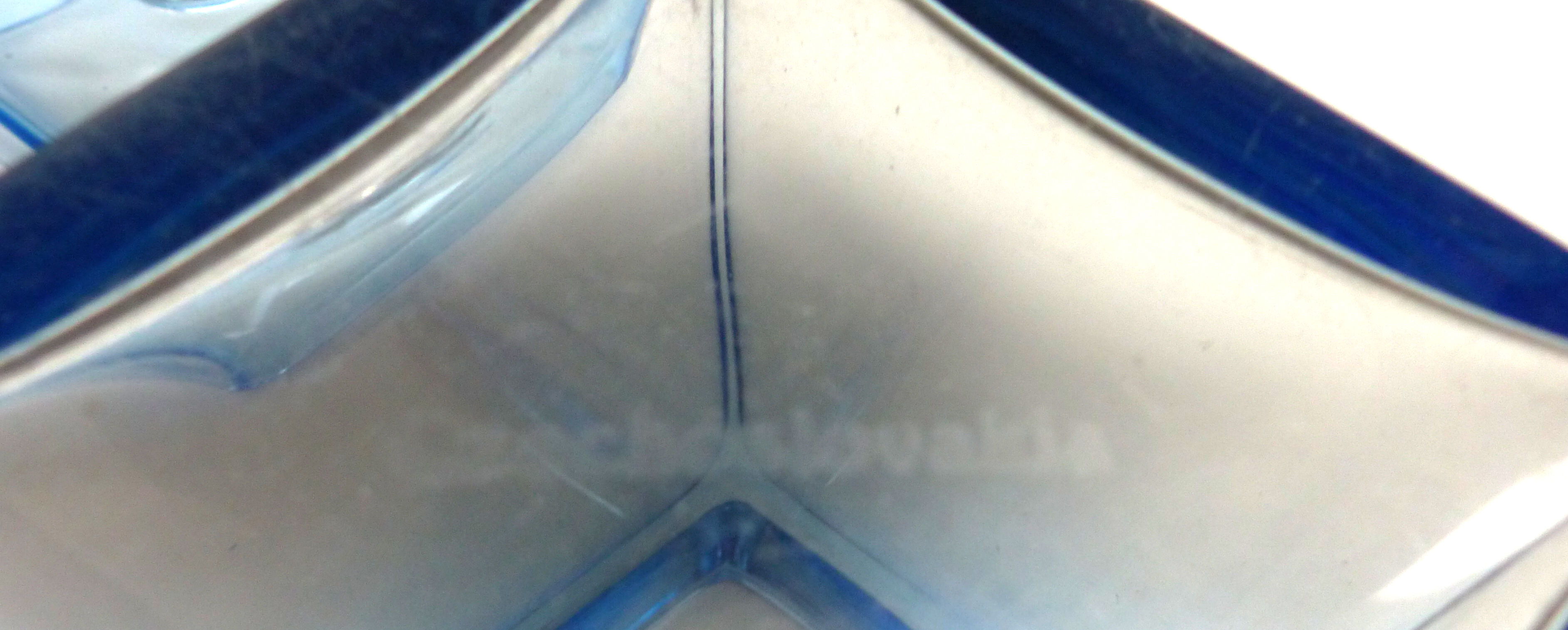 Set of 5 sapphire blue Bohemian crystal toilet bottles.