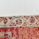 Tapis de couloir vintage à motifs géométriques rouge et orange, 102 x 332 cm
