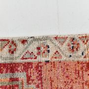 Red & Orange Geometric Pattern Vintage Runner Rug, 102x332Cm