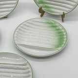 Series of asparagus plates, Revol, porcelain, vintage, slip