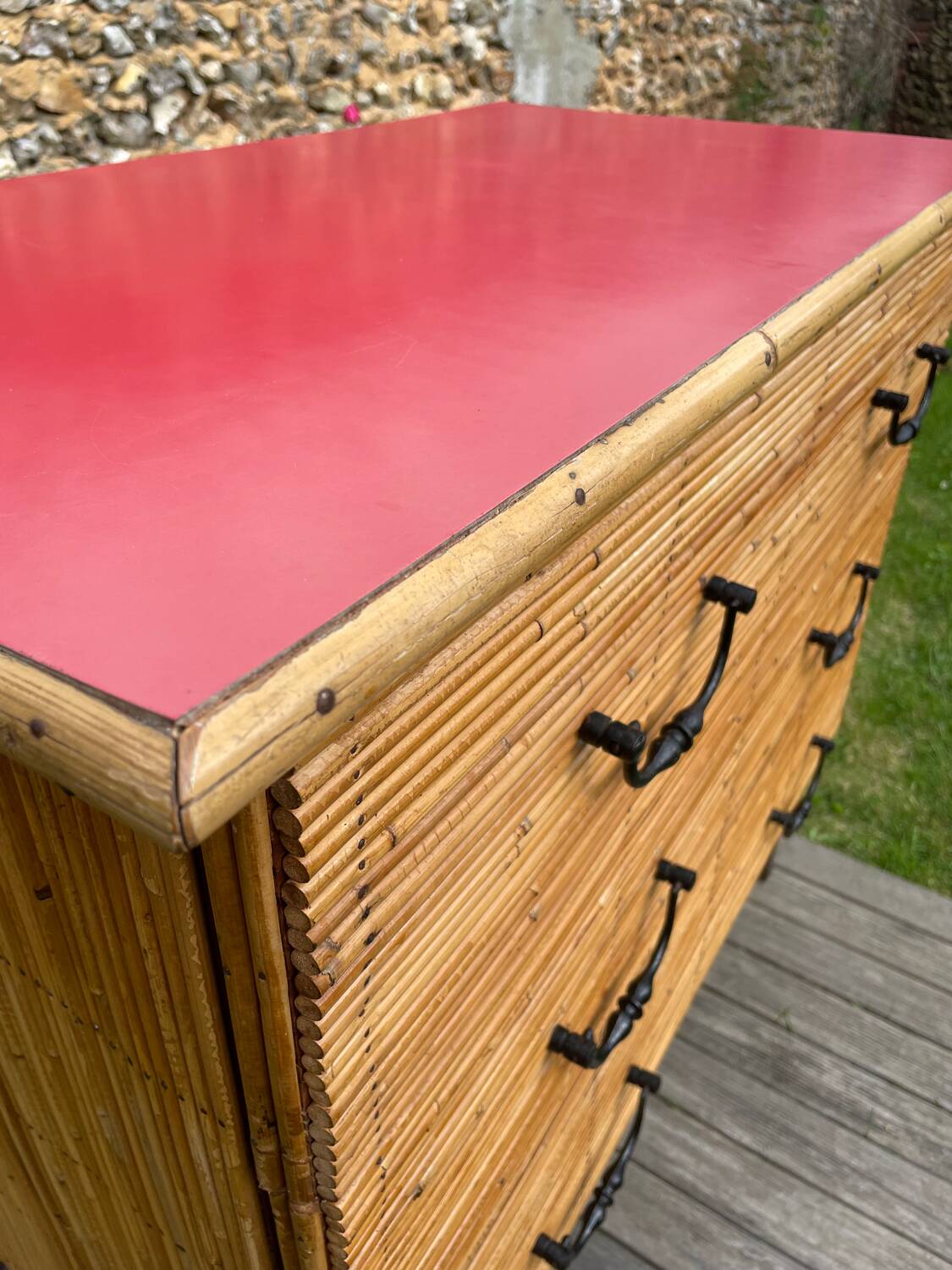 Vintage rattan chest of drawers 1950-60