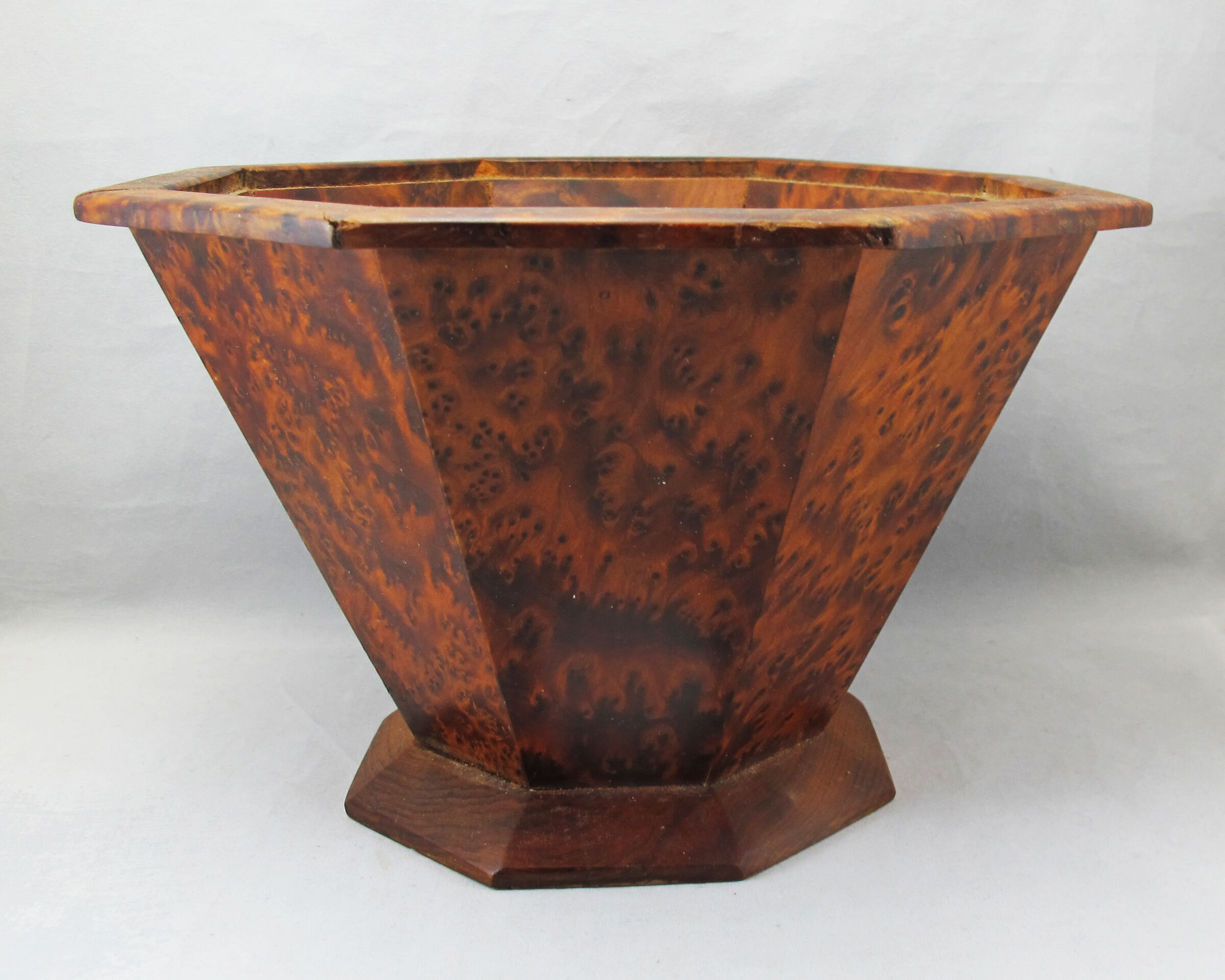 Basket or empty wooden pocket and cedar magnifying glass veneer