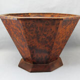 Basket or empty wooden pocket and cedar magnifying glass veneer