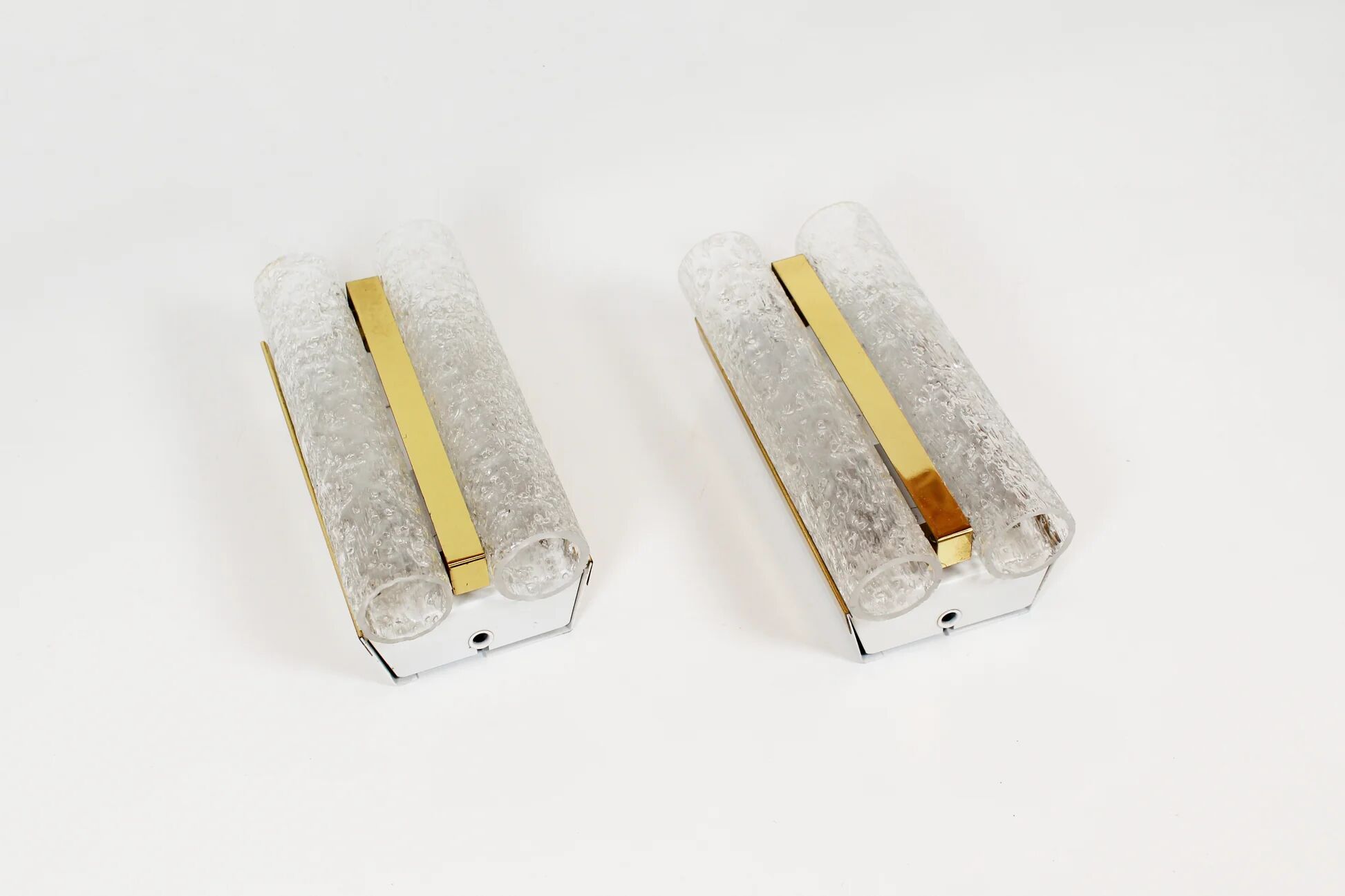 Pair of wall lamps in brass and glass by Doria Leuchten