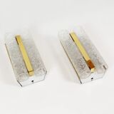 Pair of wall lamps in brass and glass by Doria Leuchten