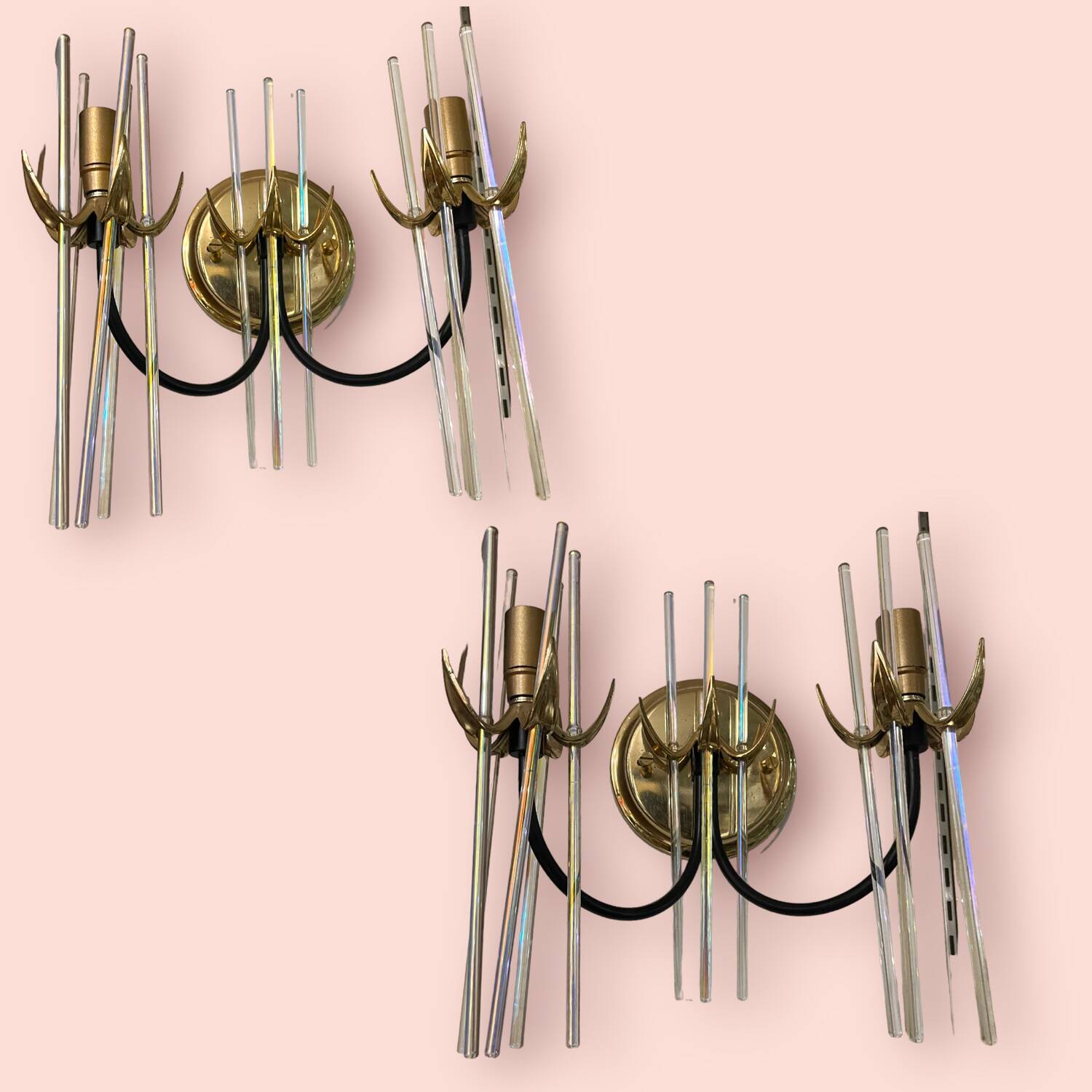 Murano glass rod sconces set of 2