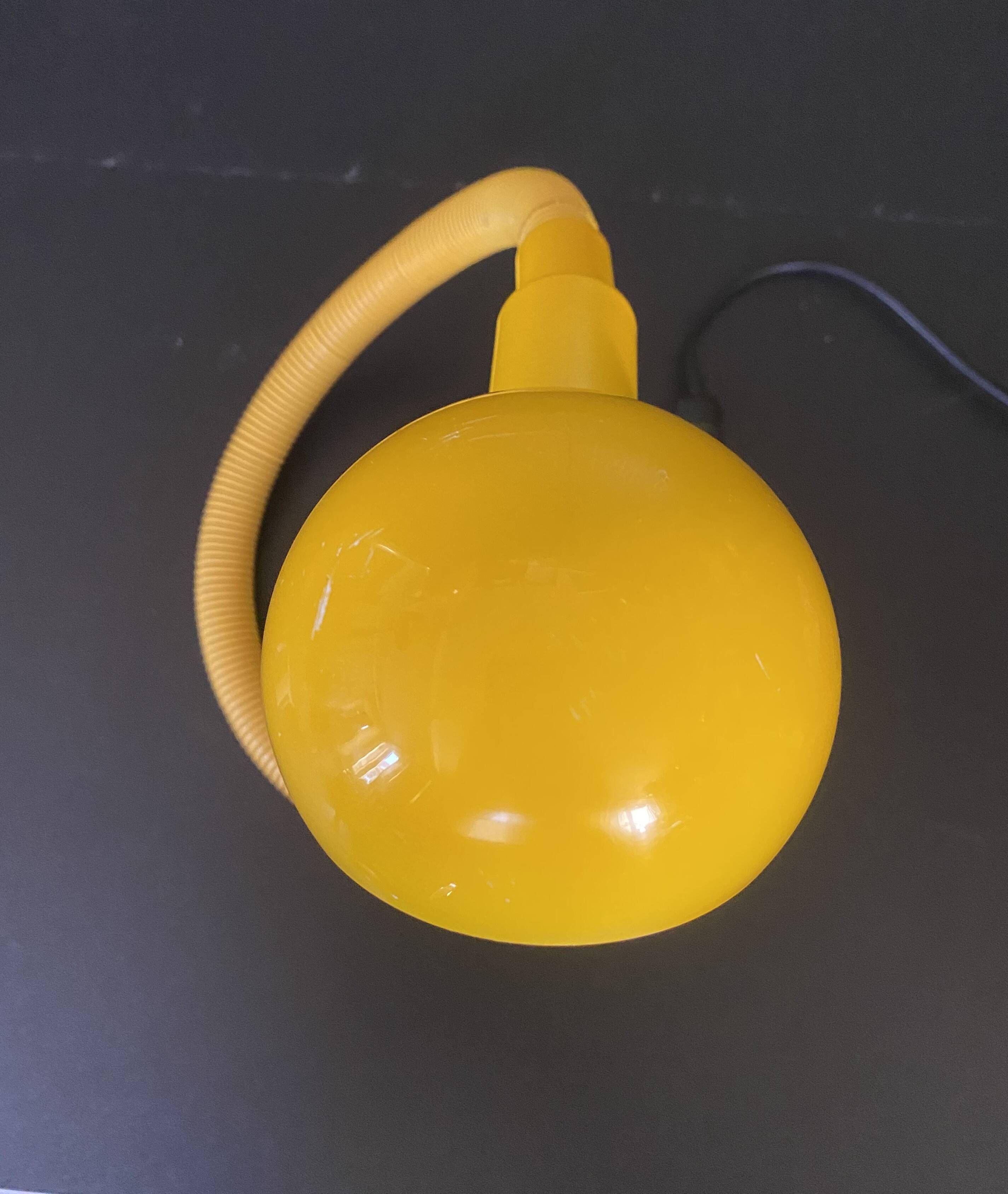 Yellow Hebi lamp by Isao Hosoe for Valenti, vintage pop yellow from the 1970s.
