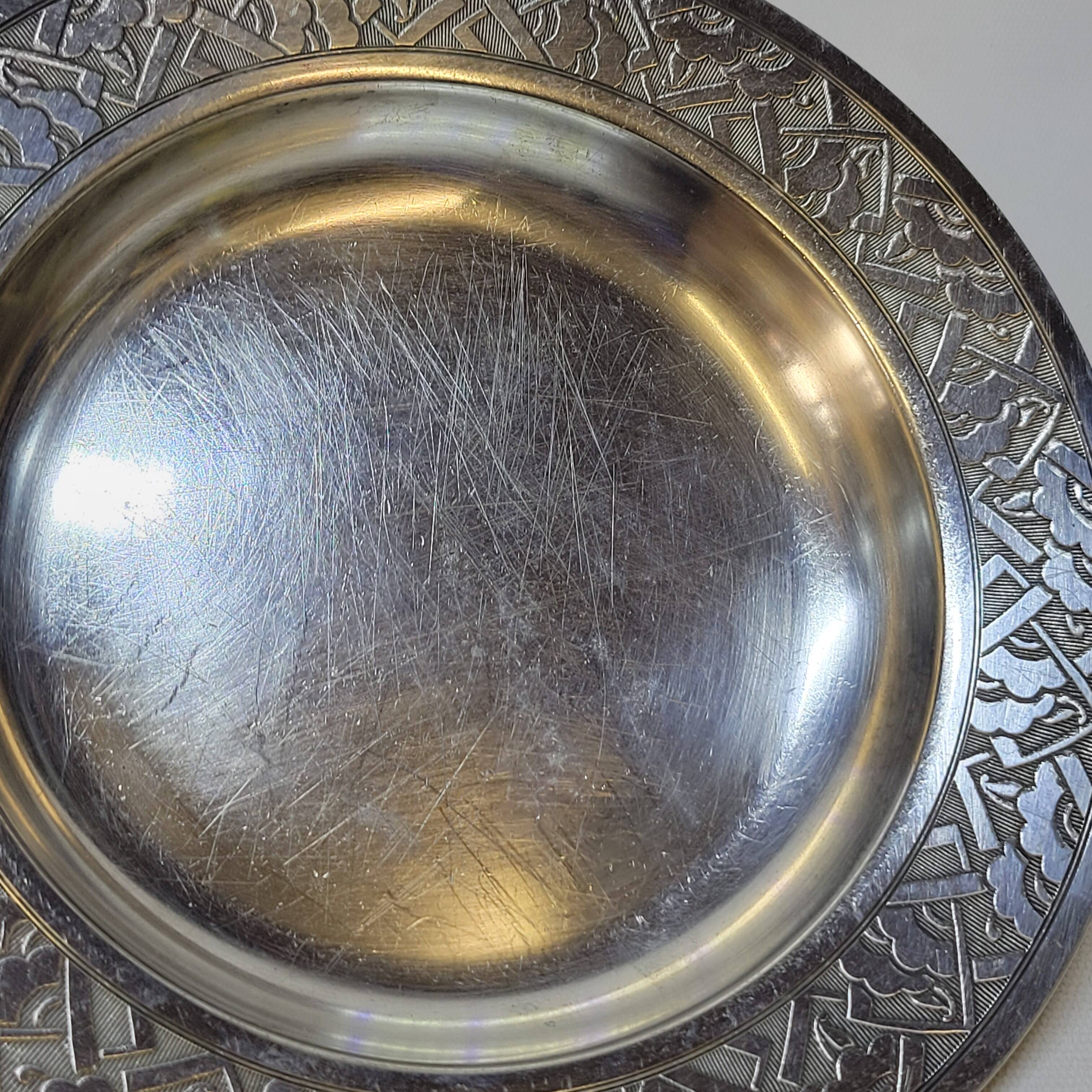 Empty Pocket Bowl Old Art Deco Bouille Plate In Silver Metal