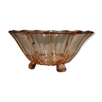 Art deco glass bowl pink 50 years