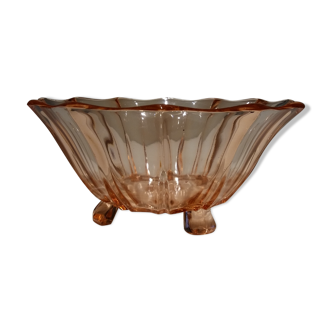 Saladier art déco en verre rose années 50