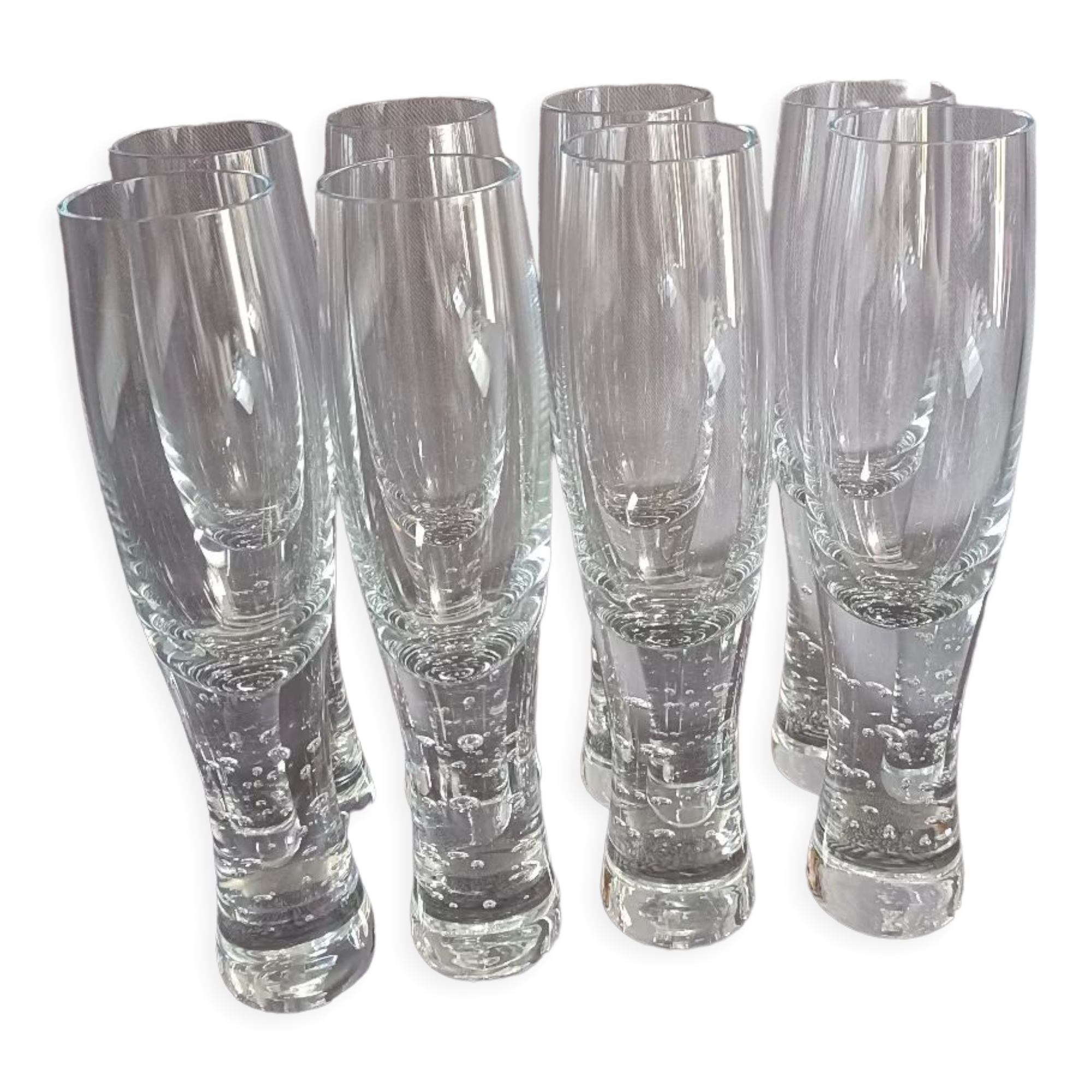 Série de 8 coupes à champagne pieds bulles