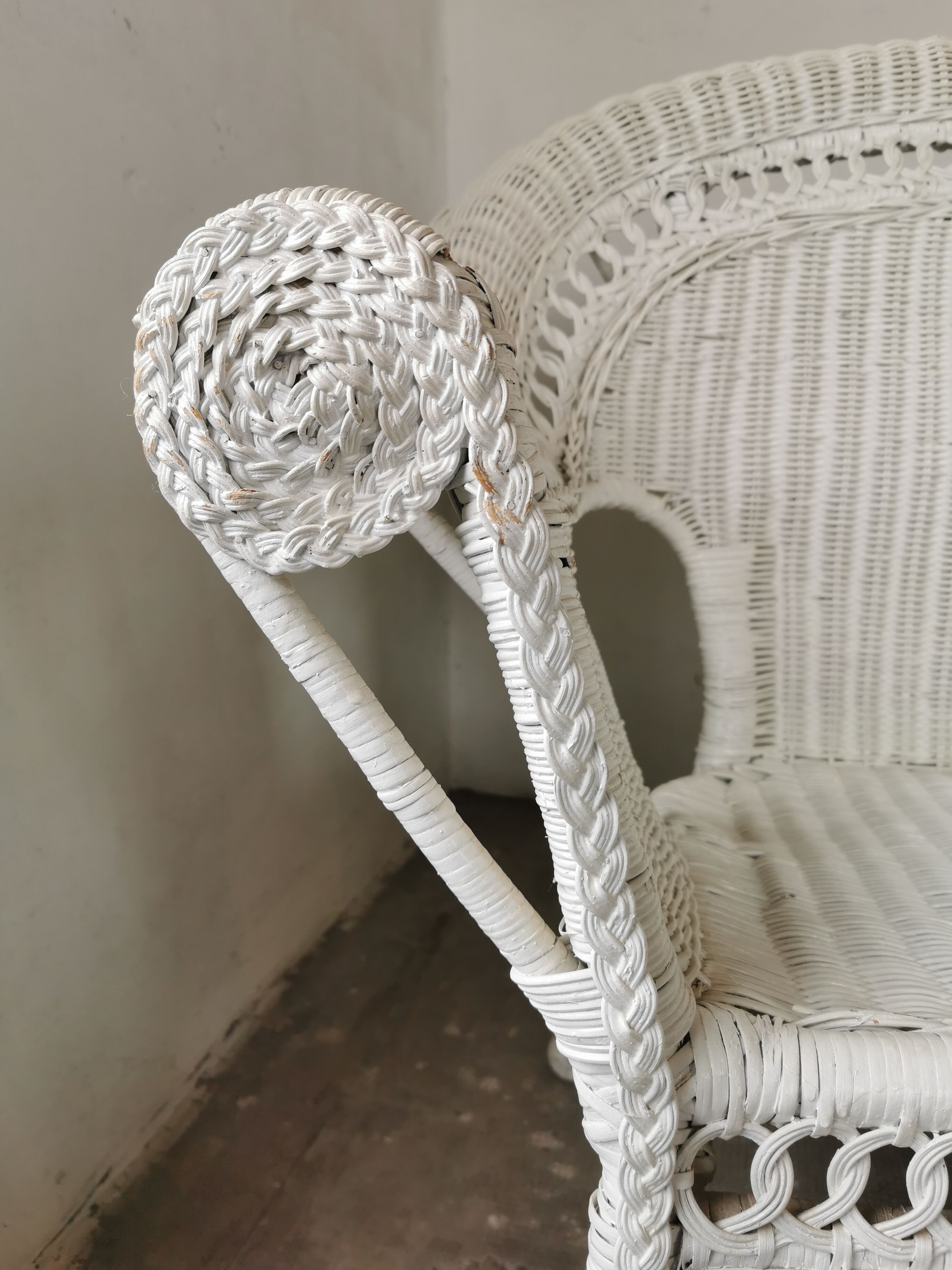 Wicker bench, rattan