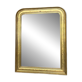 Miroir ancien 86,5/69cm Louis-Philippe doré à la feuille  décor gravé