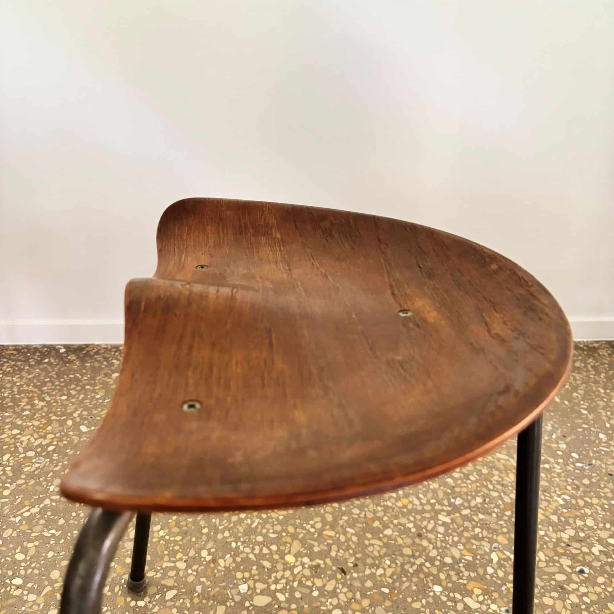 Rare tripod stool by Astor Glibstrup for Frederikssund Mobelfabrik, Denmark, 1950s