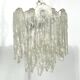 Mazzega Ice glass, pair of vintage murano chandeliers from 70s