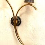 Paire d'applique laiton et opaline, 1960