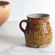 Ancient ceramic cream pot, pyrite stoneware, glazed from La Borne, France.