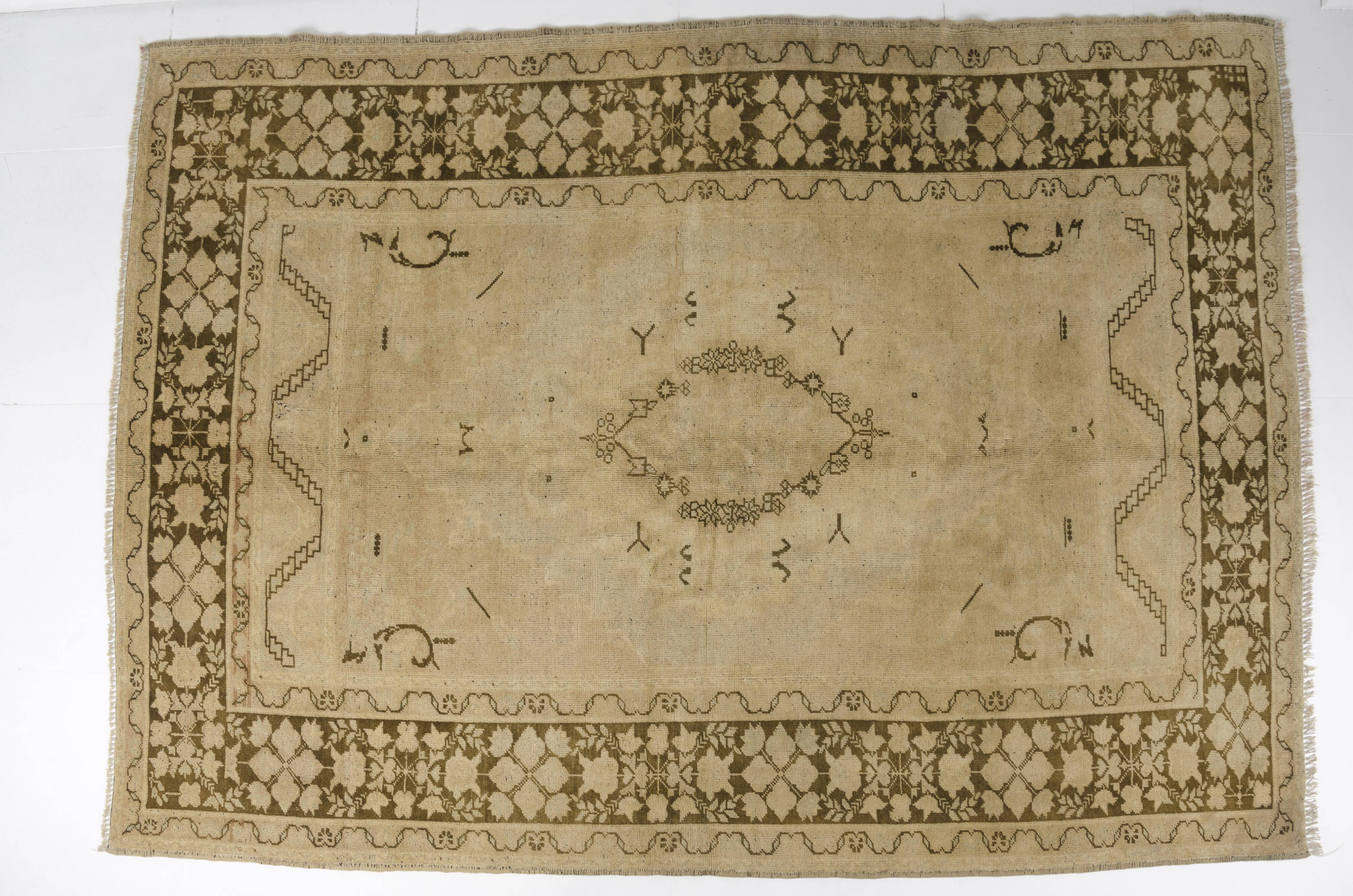 Oushak Handknotted Vintage Floor Rug