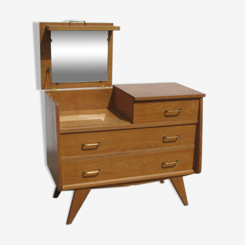 Commode coiffeuse vintage en chêne, des années 50-60