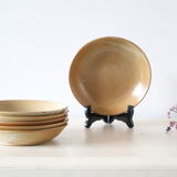 Set of 6 hollow sandstone plates, sandstone village, vintage French