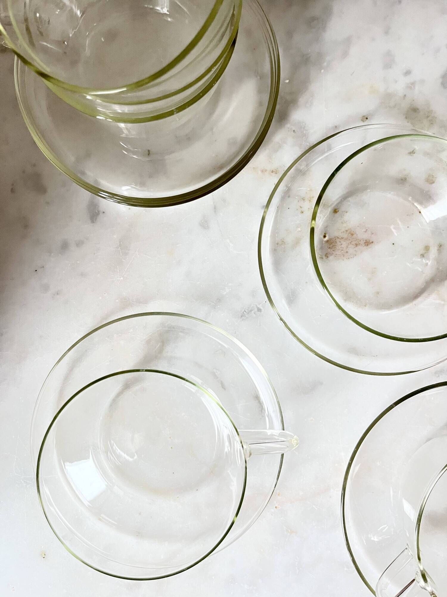 Vintage Glass Borosilicate Tea Set cups by Ilse Decho for Schott Jena, DDR
