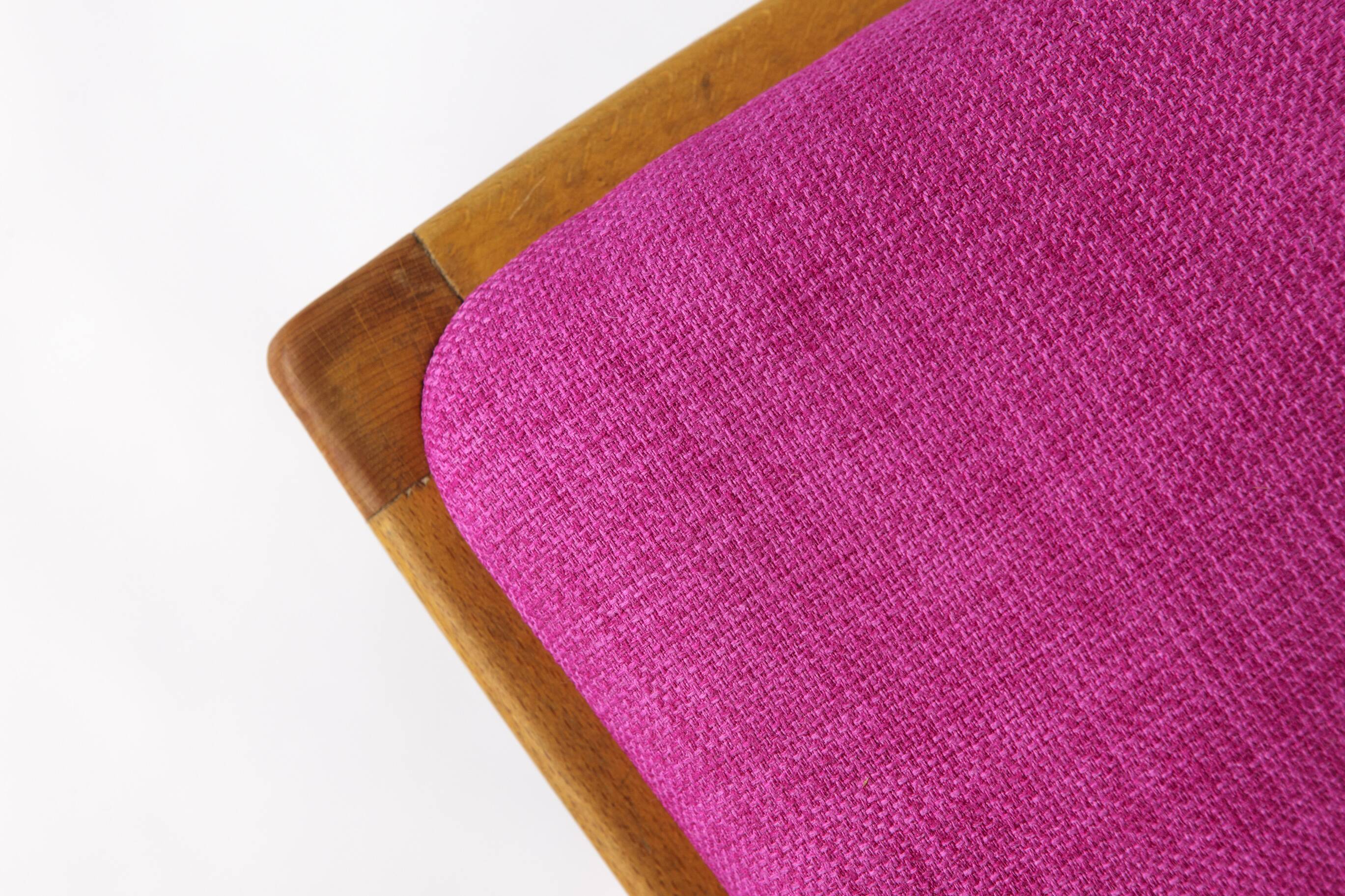 Vintage Magenta Upholstered Beech Dining Chair – Germany, 1960s–1970s