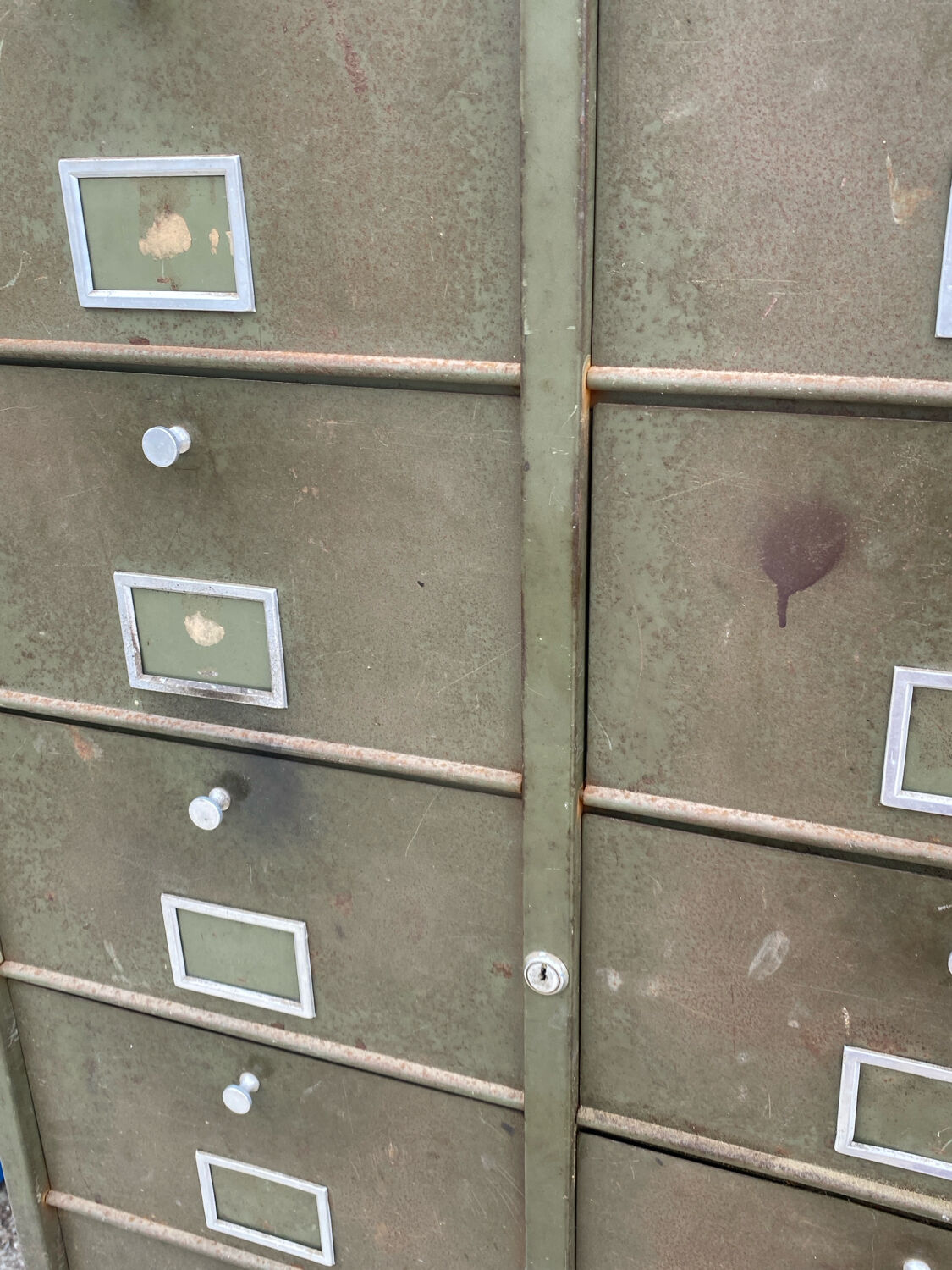 Military metal cabinet with hinged door