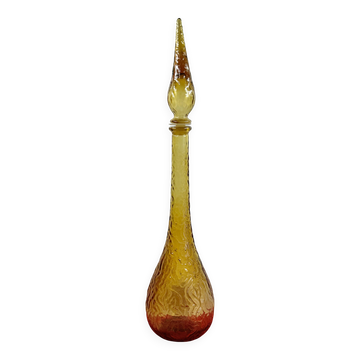 Large cathedral glass bottle circa 1970, probably Italy? 56 cm