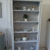 Pearl grey patinated bookcase