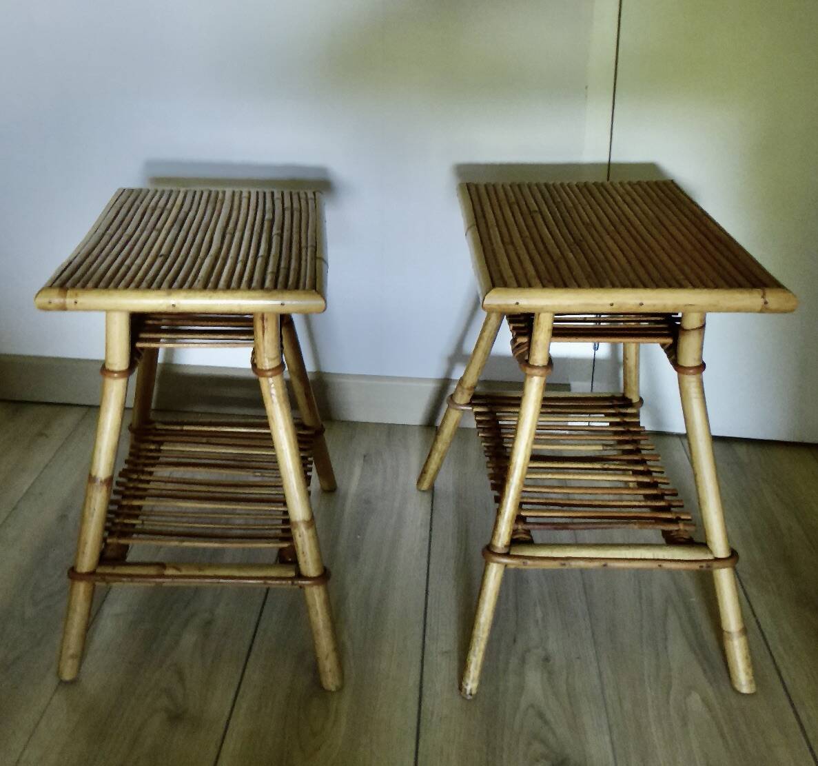 Rattan bedside tables from the 60s / 70s