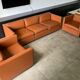 Gold leather salon by Charles Pfister for Knoll 1970