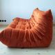 Canapé 3 places Togo en velours orange ambré de Michel Ducaroy pour Ligne Roset, 1973