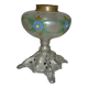 Vase de lampe à pétrole peint sur pied en étain du XIXème